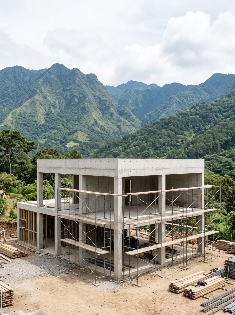 Casa de dos niveles en construcción