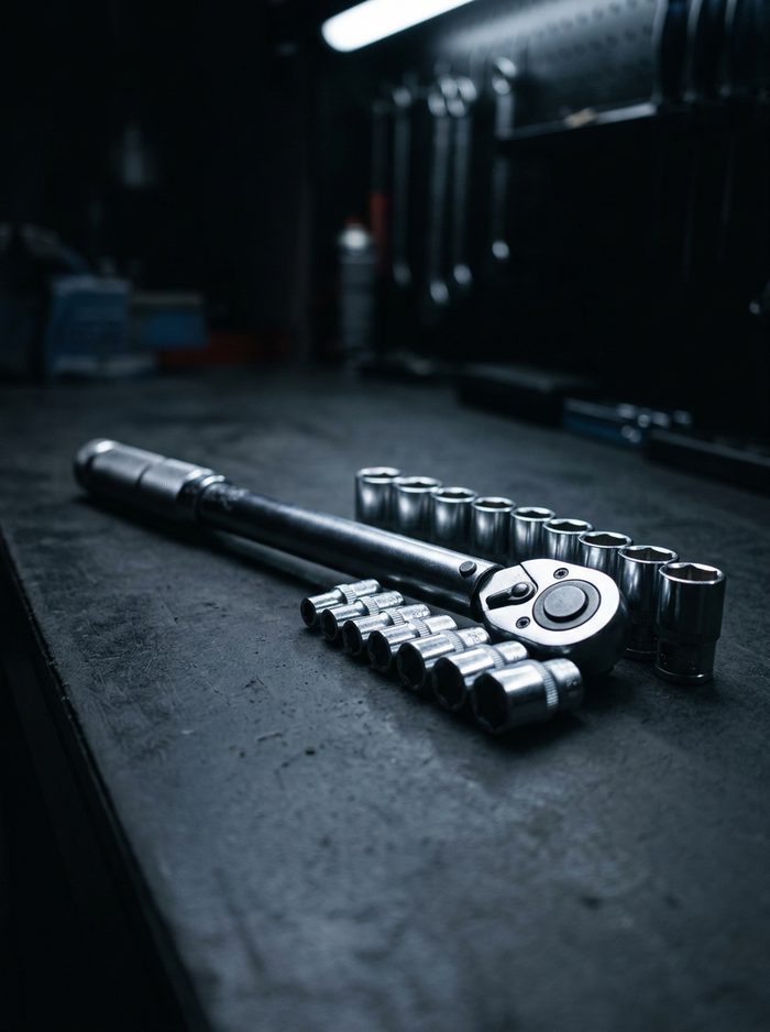 Llave de torque sobre el banco